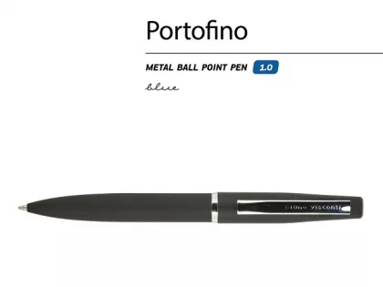 Ручка металлическая шариковая "Portofino", софт-тач, 1.0 мм, черный, фото 3