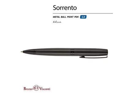 Ручка металлическая шариковая «Sorento», 1,0мм, синие чернила, черный, фото 3