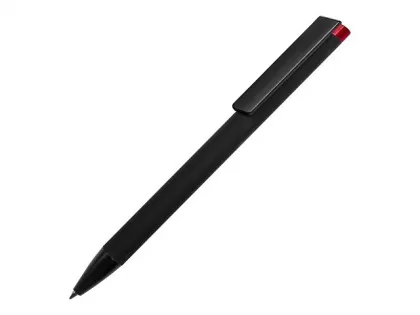 Ручка металлическая шариковая "Taper Metal" софт-тач с цветным зеркальным слоем, черный с красным, фото 3