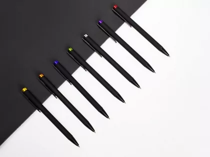 Ручка металлическая шариковая "Taper Metal" софт-тач с цветным зеркальным слоем, черный с серебристым, фото 6