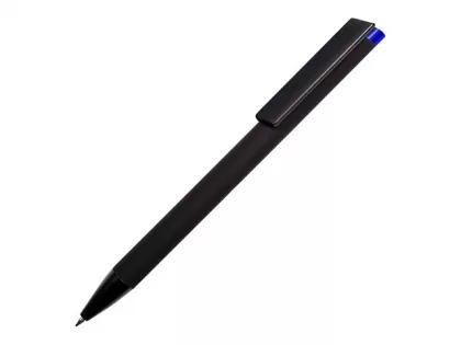 Ручка металлическая шариковая "Taper Metal" софт-тач с цветным зеркальным слоем, черный с синим, фото 3