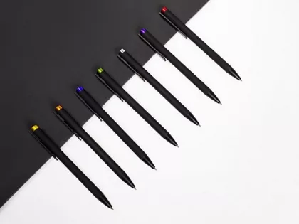 Ручка металлическая шариковая "Taper Metal" софт-тач с цветным зеркальным слоем, черный с желтым, фото 6
