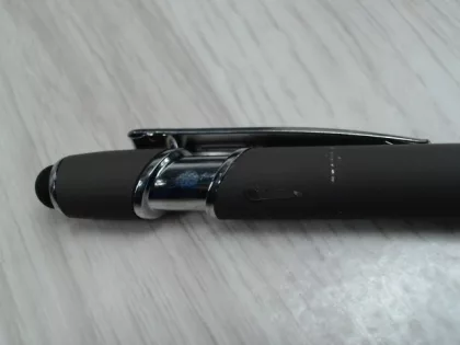 Ручка металлическая soft-touch шариковая со стилусом «Sway», серый/серебристый (P), фото 7