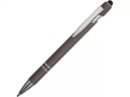 Ручка металлическая soft-touch шариковая со стилусом «Sway», серый/серебристый (P)