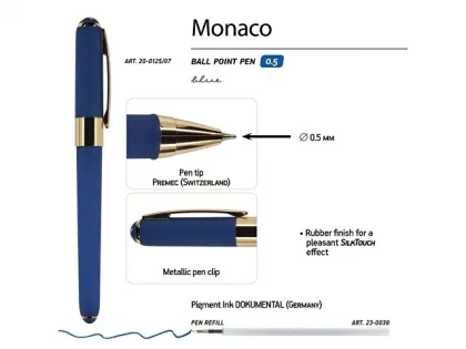 Ручка пластиковая шариковая «Monaco», 0,5мм, синие чернила, темно-синий, фото 4
