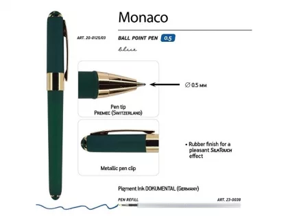 Ручка пластиковая шариковая «Monaco», 0,5мм, синие чернила, зеленый, фото 4