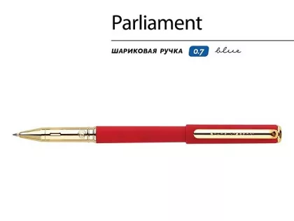 Ручка пластиковая шариковая "Parliament", 0,7 мм, синие чернила, красный/золотистый, фото 2