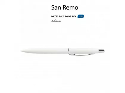 Ручка металлическая шариковая «San Remo», софт тач, 1.0 мм, белая, фото 3