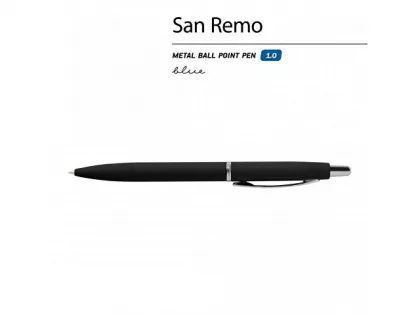 Ручка металлическая шариковая «San Remo», софт тач, 1.0 мм, черная, фото 3