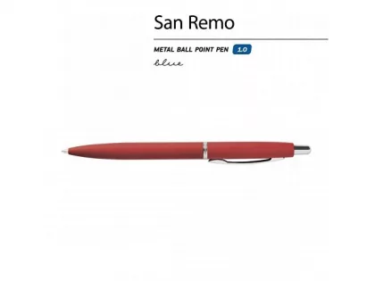Ручка металлическая шариковая «San Remo», софт тач, 1.0 мм, красная, фото 3