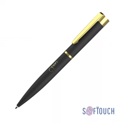 Ручка шариковая "Alice", покрытие soft touch, черный с золотом, фото 1