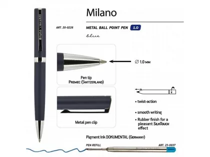 Ручка металлическая шариковая «Milano», 1.0 мм, синяя, фото 3
