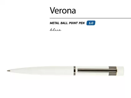 Ручка металлическая шариковая «Verona», софт-тач, 1.0 мм, белая, фото 3