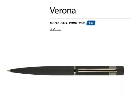 Ручка металлическая шариковая «Verona», софт-тач, 1.0 мм, черная, фото 3