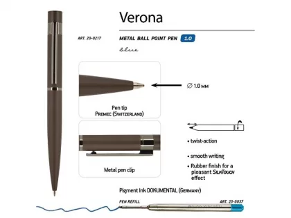 Ручка металлическая шариковая «Verona», софт-тач, 1.0 мм, коричневая, фото 4
