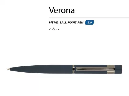 Ручка металлическая шариковая «Verona», софт-тач, 1.0 мм, синяя, фото 3