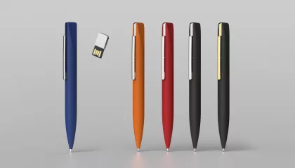 Ручка шариковая "Callisto" с флеш-картой 32Gb, покрытие soft touch, темно-синий, фото 4