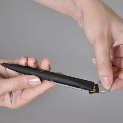 Ручка шариковая "Callisto" с флеш-картой 32Gb, покрытие soft touch, темно-синий, фото 2