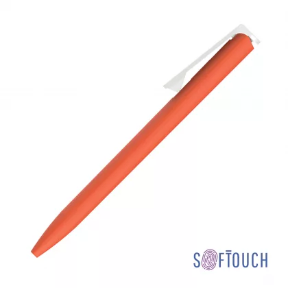 Ручка шариковая "Clive", покрытие soft touch, оранжевый с белым