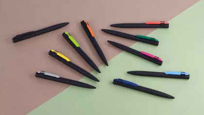 Ручка шариковая "Lip", покрытие soft touch, черный с зеленым, фото 4
