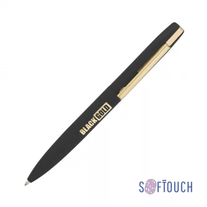 Ручка шариковая "Mercury", покрытие soft touch, черный с золотом, фото 1