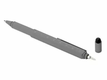 Ручка шариковая металлическая "Tool", серый. Встроенный уровень, мини отвертка, стилус, фото 5
