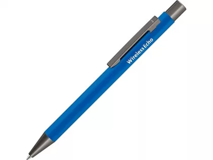 Ручка шариковая UMA «STRAIGHT GUM» soft-touch, с зеркальной гравировкой, синий, фото 4