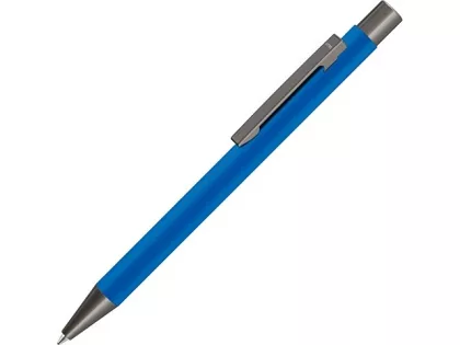 Ручка шариковая UMA «STRAIGHT GUM» soft-touch, с зеркальной гравировкой, синий