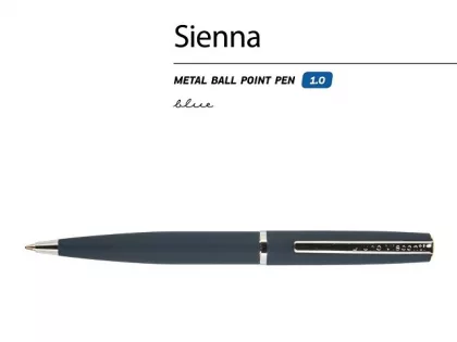 Ручка металлическая шариковая «Sienna», софт-тач, 1.0 мм, синяя, фото 3