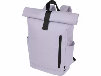 Рюкзак Байрон 15,6" объемом 18 л со скручиваемым верхом, изготовленный из переработанного ПЭТ по стандарту GRS, лиловый