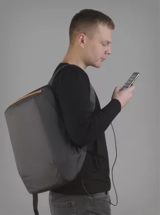 Рюкзак "City" с USB-разъемом, черный с коричневым, фото 2