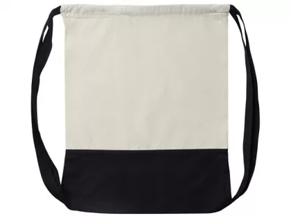 Рюкзак-мешок Cotton из хлопка 170 г, натуральный/черный, фото 5
