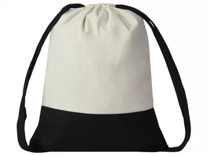 Рюкзак-мешок Cotton из хлопка 170 г, натуральный/черный, фото 4