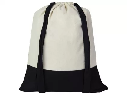 Рюкзак-мешок Cotton из хлопка 170 г, натуральный/черный, фото 3