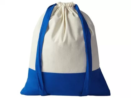 Рюкзак-мешок Cotton из хлопка 170 г, натуральный/синий, фото 3