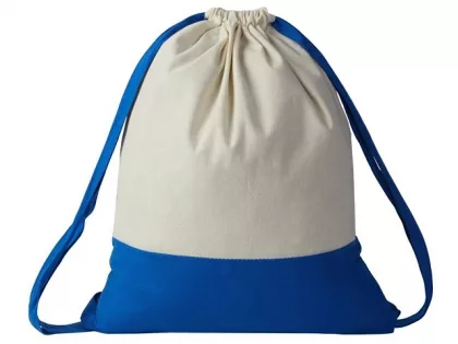 Рюкзак-мешок Cotton из хлопка 170 г, натуральный/синий, фото 4