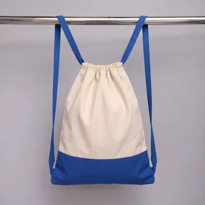 Рюкзак-мешок Cotton из хлопка 170 г, натуральный/синий