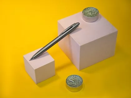 Шариковая ручка из переработанной стали "Metalix", серебристая, фото 8