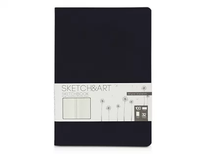 Скетчбук "Sketch & Art" в мягком переплете 147х210 мм, 32 л. бежевой бумаги 100 г/м2, черный, фото 1