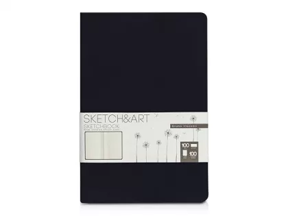 Скетчбук "Sketch & Art" в твердом переплете 143х216 мм, 100 л. черной бумаги 100 г/м2, черный, фото 1