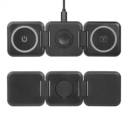 Складная беспроводная (15W) зарядная станция "Flip" с MagSafe, черный, фото 8