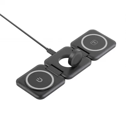 Складная беспроводная (15W) зарядная станция "Flip" с MagSafe, черный, фото 3