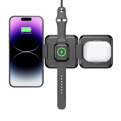 Складная беспроводная (15W) зарядная станция "Flip" с MagSafe, черный, фото 9