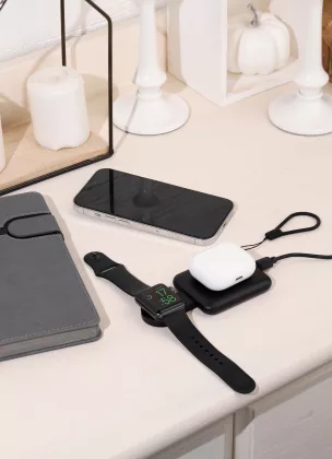 Складная беспроводная (15W) зарядная станция "I-Fold" для смартфона, часов/наушников, черный, фото 7