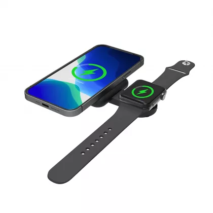 Складная беспроводная (15W) зарядная станция "I-Fold" для смартфона, часов/наушников, черный, фото 1