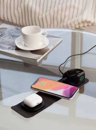 Складная беспроводная (15W) зарядная станция "Magic Case" с MagSafe для смартфона, часов и наушников, черный, фото 2