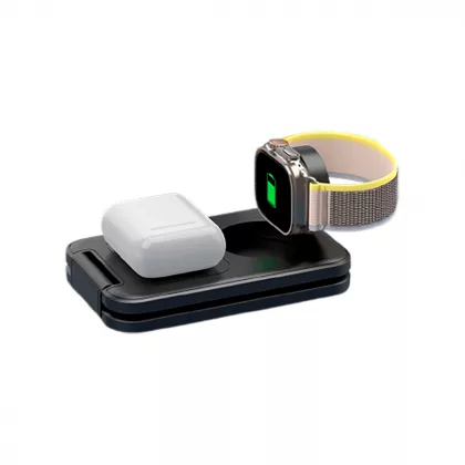 Складная беспроводная (15W) зарядная станция "Slap" с MagSafe, черный, фото 5