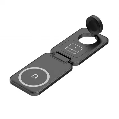 Складная беспроводная (15W) зарядная станция "Slap" с MagSafe, черный, фото 2