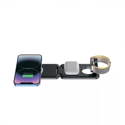 Складная беспроводная (15W) зарядная станция "Slap" с MagSafe, черный, фото 3