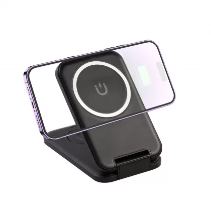Складная беспроводная (15W) зарядная станция "Slap" с MagSafe, черный, фото 8